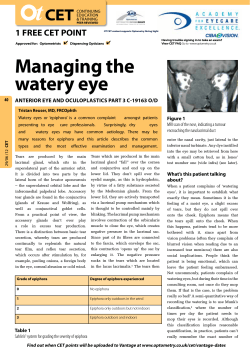 Managing the watery eye CET 1 FREE CET POINT
