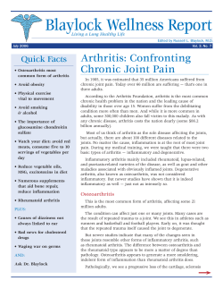 Blaylock Wellness Report Arthritis: Confronting Chronic Joint Pain Quick Facts