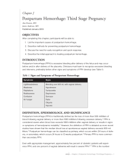 Postpartum Hemorrhage: Third Stage Pregnancy Chapter J OBJECTIVES