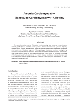 Ampulla Cardiomyopathy (Takotsubo Cardiomyopathy)-- -    A Review