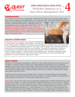 4 Work/Rest Regimens as a Heat Stress Management Tool USER APPLICATION NEWS NOTE