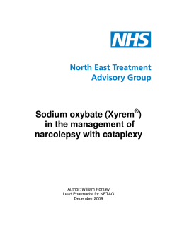 Sodium oxybate (Xyrem ) in the management of