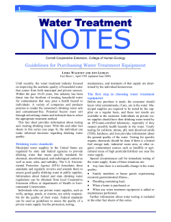 NOTES Water Treatment Guidelines for Purchasing Water Treatment Equipment