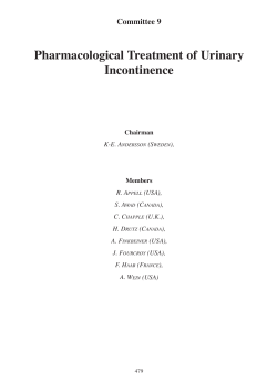 Pharmacological Treatment of Urinary Incontinence Committee 9 Chairman