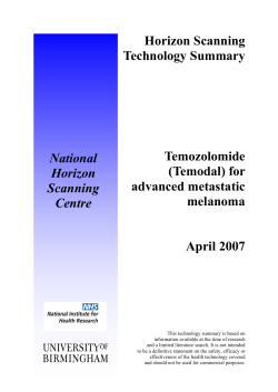 Horizon Scanning Technology Summary  Temozolomide