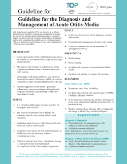 Guideline for Guideline for the Diagnosis and Management of Acute Otitis Media GOALS