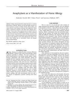 Anaphylaxis as a Manifestation of Horse Allergy R A Radoslaw Gawlik, MD,
