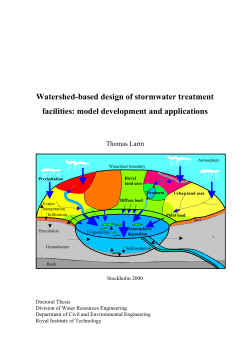 Watershed-based design of stormwater treatment facilities: model development and applications Thomas Larm Evaporation