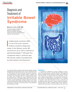Irritable Bowel Syndrome Diagnosis  and Treatment of