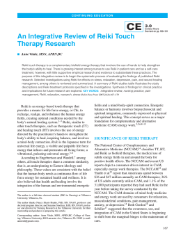 CE An Integrative Review of Reiki Touch Therapy Research 3.0