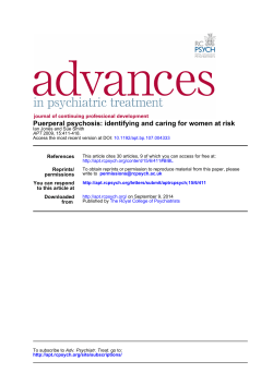 Puerperal psychosis: identifying and caring for women at risk References