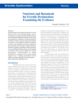 Nutrients and Botanicals for Erectile Dysfunction: Examining the Evidence Erectile Dysfunction