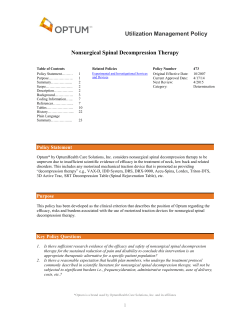 Utilization Management Policy Nonsurgical Spinal Decompression Therapy