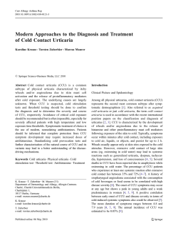 Modern Approaches to the Diagnosis and Treatment of Cold Contact Urticaria