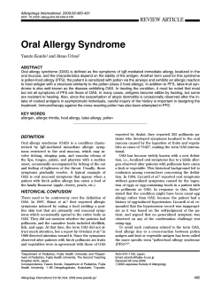 Oral Allergy Syndrome Yasuto Kondo and Atsuo Urisu ABSTRACT