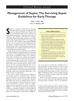 S Management of Sepsis:  The Surviving Sepsis Guidelines for Early Therapy