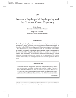 Forever a Psychopath? Psychopathy and the Criminal Career Trajectory 10 Julia Shaw