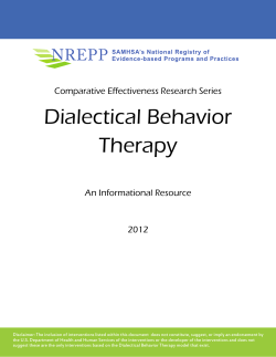 Dialectical Behavior Therapy Comparative Effectiveness Research Series