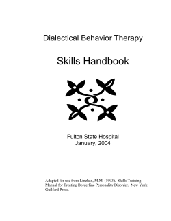 Skills Handbook Dialectical Behavior Therapy  Fulton State Hospital