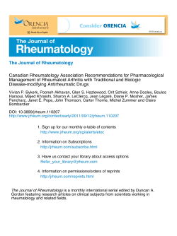 The Journal of Rheumatology Canadian Rheumatology Association Recommendations for Pharmacological