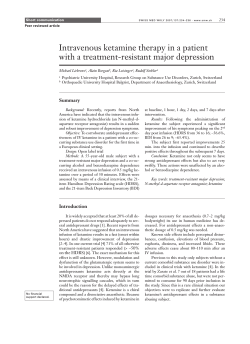 Intravenous ketamine therapy in a patient with a treatment-resistant major depression