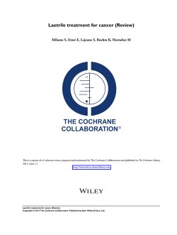 Laetrile treatment for cancer (Review) The Cochrane Library 2011, Issue 11