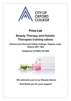 Price List Beauty Therapy and Holistic Therapies training salons