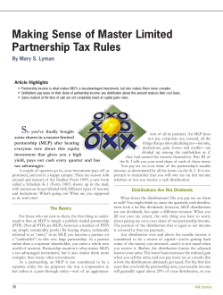Making Sense of Master Limited Partnership Tax Rules By Mary S. Lyman