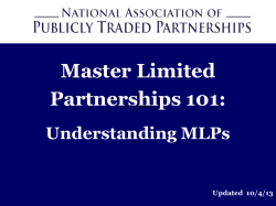 Master Limited Partnerships 101: Understanding MLPs Updated  10/4/13