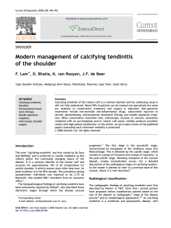 Modern management of calcifying tendinitis of the shoulder F. Lam