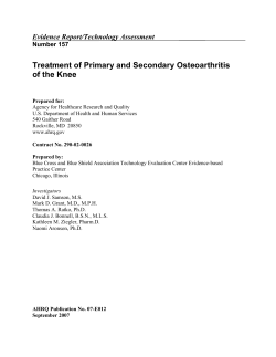 Treatment of Primary and Secondary Osteoarthritis of the Knee Evidence Report/Technology Assessment