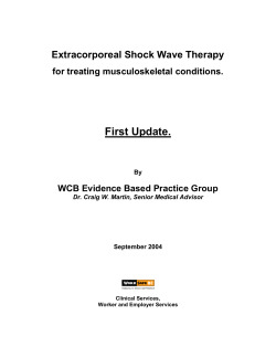First Update.  Extracorporeal Shock Wave Therapy for treating musculoskeletal conditions.