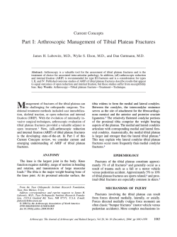 Part I: Arthroscopic Management of Tibial Plateau Fractures Current Concepts