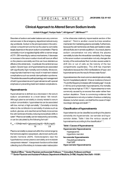 Clinical Approach to Altered Serum Sodium levels