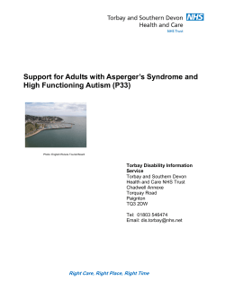 th Asperger’s Syndrome and Support for Adults wi High Functioning Autism (P33)