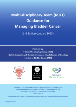 Multi-disciplinary Team (MDT) Guidance for Managing Bladder Cancer 2nd Edition (January 2013)