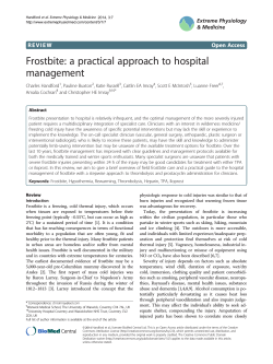 Frostbite: a practical approach to hospital management Open Access