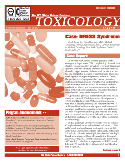TOXICOLOGY Case: DRESS Syndrome LETTER 1-800-222-1222