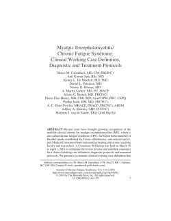 Myalgic Encephalomyelitis/ Chronic Fatigue Syndrome: Clinical Working Case Definition, Diagnostic and Treatment Protocols