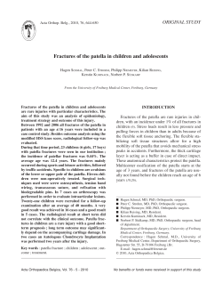 Fractures of the patella in children and adolescents ORIGINAL STUDY INTRODUCTION