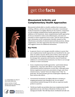 Rheumatoid Arthritis and Complementary Health Approaches