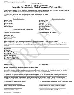 Request for Authorization for Medical Treatment (DWC Form RFA)