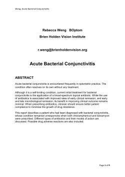 Acute Bacterial Conjunctivitis Rebecca Weng   BOptom Brien Holden Vision Institute