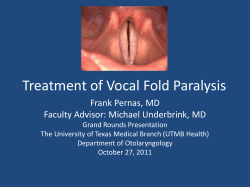 Treatment of Vocal Fold Paralysis Frank Pernas, MD