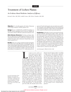 Treatment of Lichen Planus An Evidence-Based Medicine Analysis of Efficacy