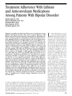 Treatment Adherence With Lithium and Anticonvulsant Medications Among Patients With Bipolar Disorder
