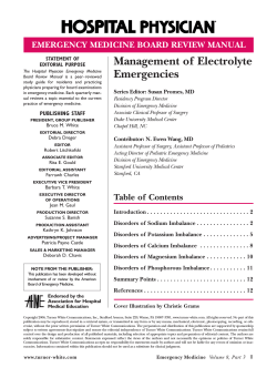 Management of Electrolyte Emergencies EMERGENCY MEDICINE BOARD REVIEW MANUAL