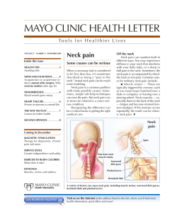 MAYO CLINIC HEALTH LETTER Neck pain Some causes can be serious