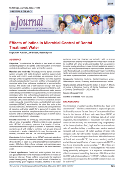 Effects of Iodine in Microbial Control of Dental Treatment Water JCDP ORIGINAL RESEARCH