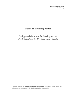 Iodine in Drinking-water Background document for development of Guidelines for Drinking-water Quality WHO/SDE/WSH/03.04/46
